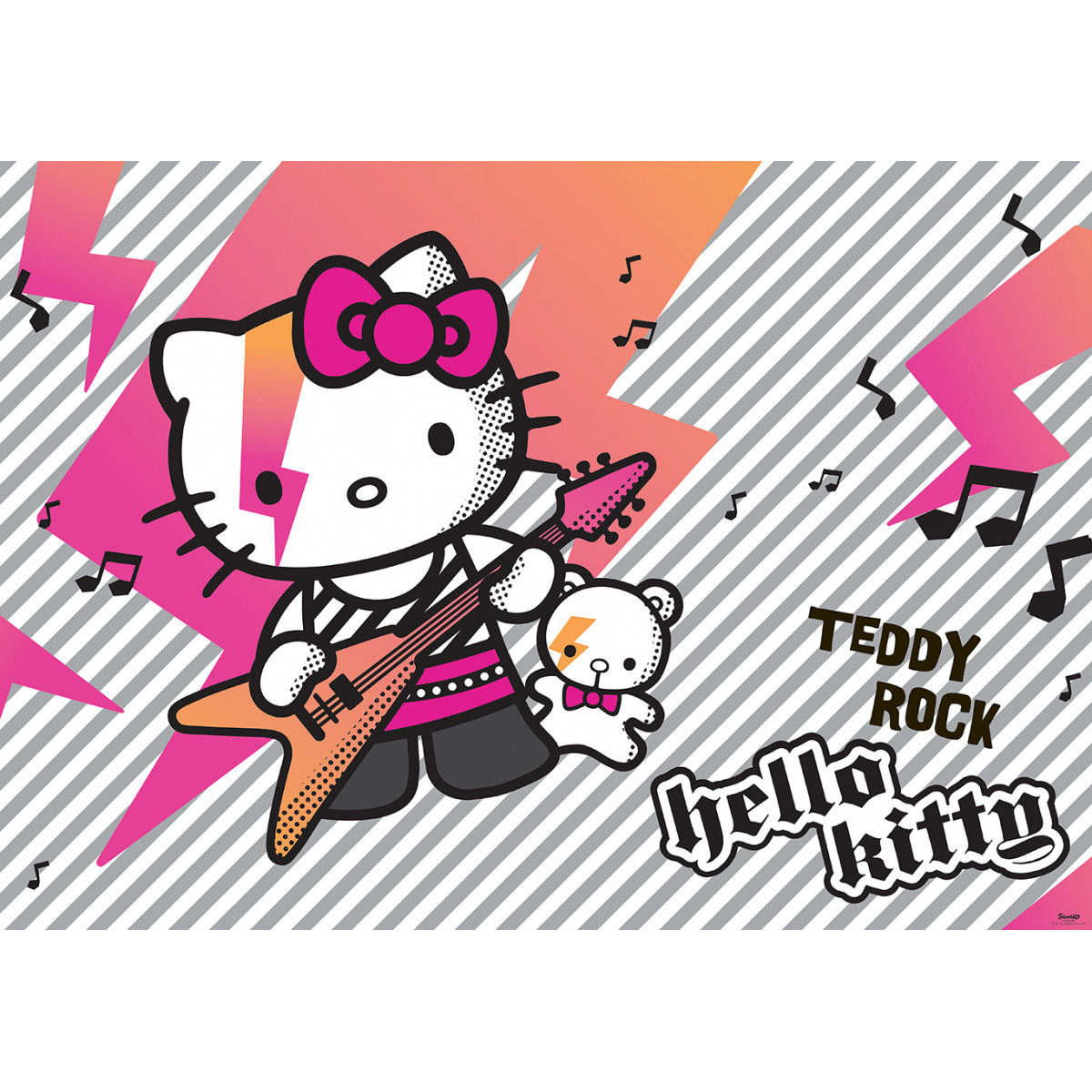 Φωτοταπετσαρία τοίχου παιδική Hello Kitty Teddy Rock Music 208x146cm